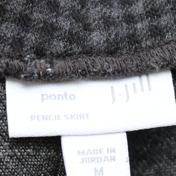 J Jill Black & Grey Mini Gingham Plaid Stretch Ponte Pull On Pencil Skirt Sz MED - Picture 4 of 5